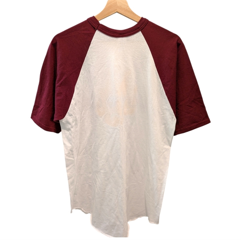 Vintage Loyola University Wolves Raglan Baseball Tee Sportswear Gold Maroon L - Picture 2 of 10
